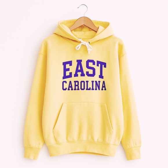 East Carolina University Hoodie Size Large Yellow MV Sport Vintage - Picture 1 of 5